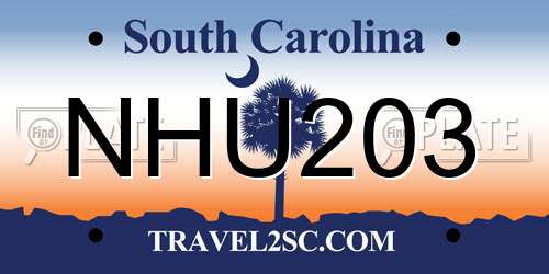 NHU203 South Carolina License Plate
