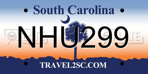 NHU299 South Carolina License Plate