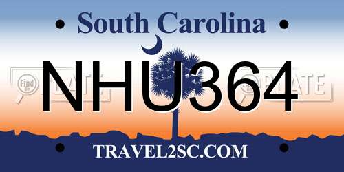 NHU364 South Carolina License Plate