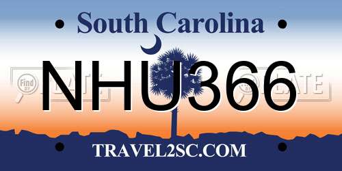 NHU366 South Carolina License Plate