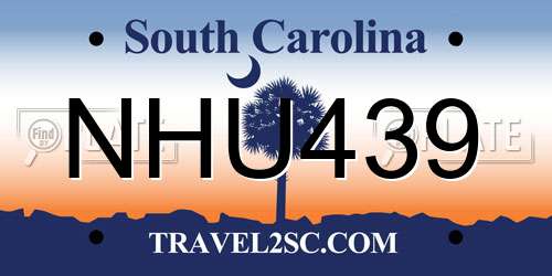 NHU439 South Carolina License Plate