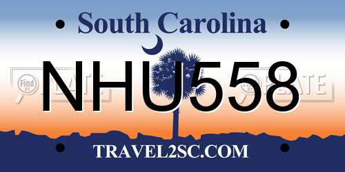 NHU558 South Carolina License Plate