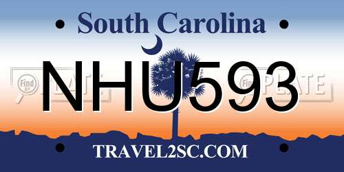NHU593 South Carolina License Plate