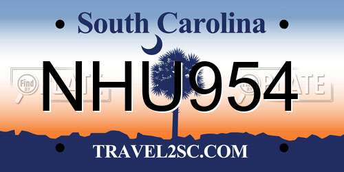 NHU954 South Carolina License Plate