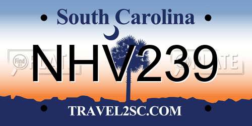 NHV239 South Carolina License Plate