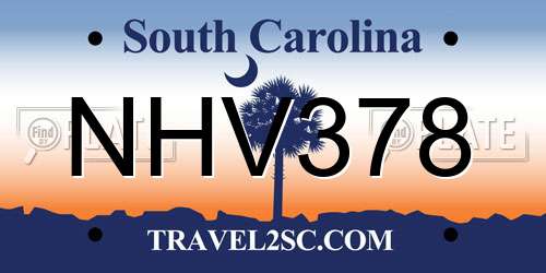 NHV378 South Carolina License Plate