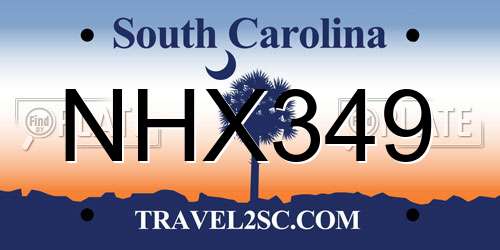 NHX349 South Carolina License Plate