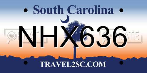 NHX636 South Carolina License Plate