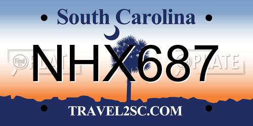 NHX687 South Carolina License Plate