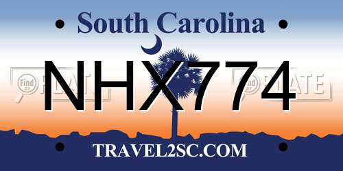 NHX774 South Carolina License Plate
