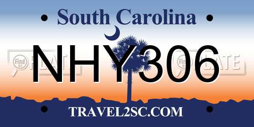 NHY306 South Carolina License Plate