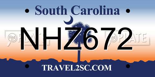 NHZ672 South Carolina License Plate