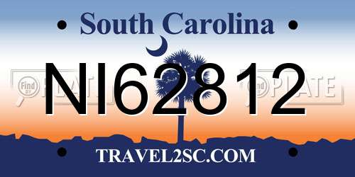 NI62812 South Carolina License Plate