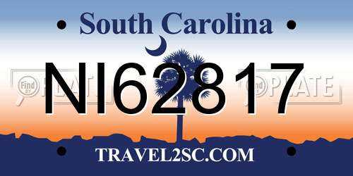 NI62817 South Carolina License Plate