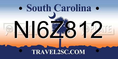 NI6Z812 South Carolina License Plate