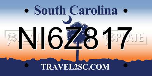 NI6Z817 South Carolina License Plate