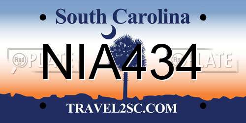 NIA434 South Carolina License Plate