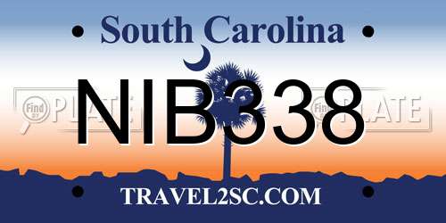 NIB338 South Carolina License Plate
