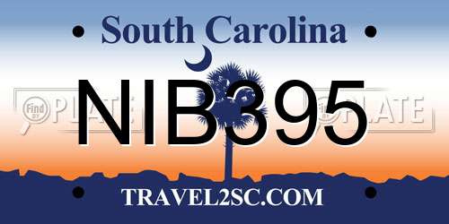 NIB395 South Carolina License Plate
