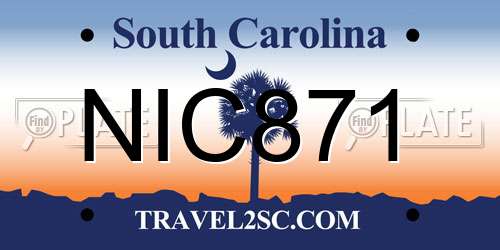 NIC871 South Carolina License Plate
