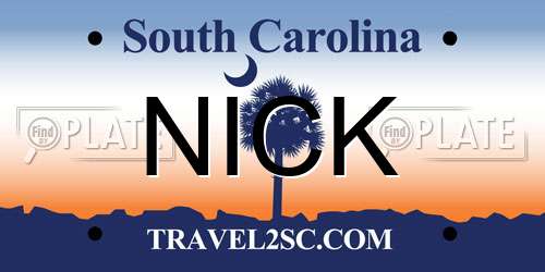 NICK South Carolina License Plate
