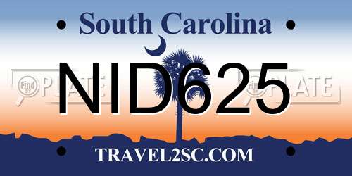 NID625 South Carolina License Plate
