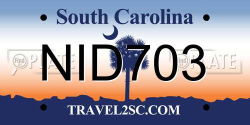 NID703 South Carolina License Plate