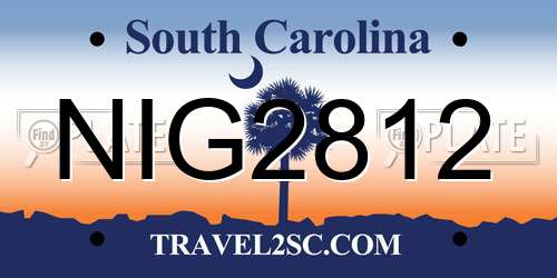 NIG2812 South Carolina License Plate