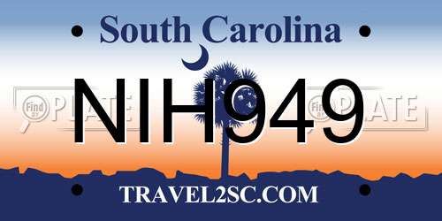 NIH949 South Carolina License Plate