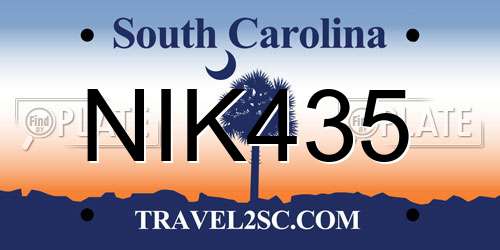 NIK435 South Carolina License Plate