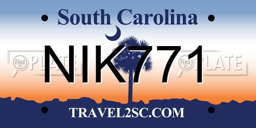 NIK771 South Carolina License Plate