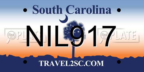 NIL917 South Carolina License Plate