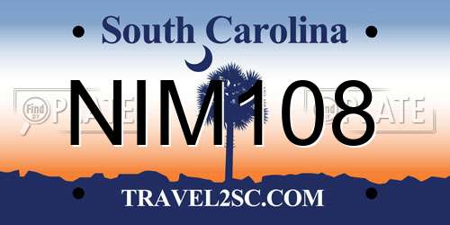 NIM108 South Carolina License Plate