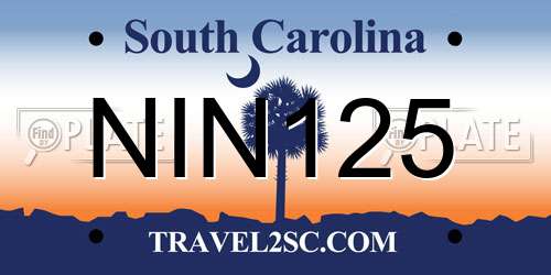NIN125 South Carolina License Plate