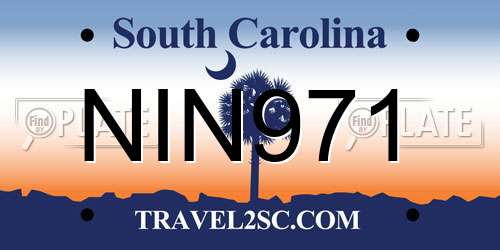 NIN971 South Carolina License Plate