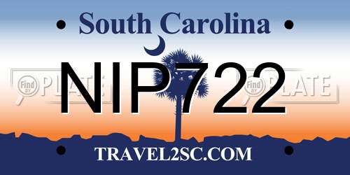 NIP722 South Carolina License Plate