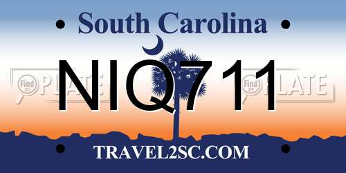 NIQ711 South Carolina License Plate
