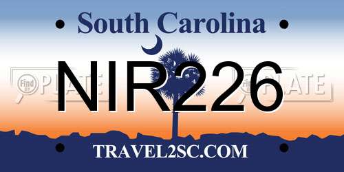 NIR226 South Carolina License Plate