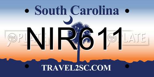 NIR611 South Carolina License Plate