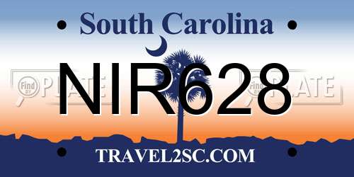 NIR628 South Carolina License Plate