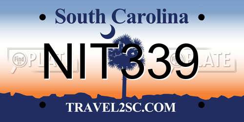 NIT339 South Carolina License Plate