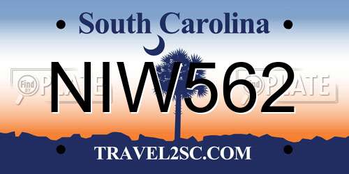 NIW562 South Carolina License Plate