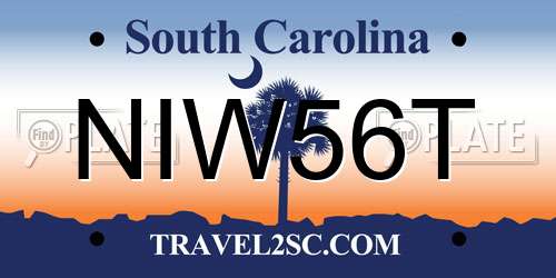 NIW56T South Carolina License Plate