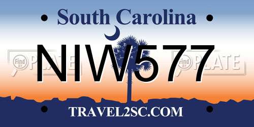 NIW577 South Carolina License Plate