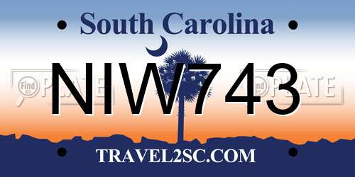 NIW743 South Carolina License Plate