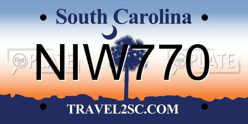 NIW770 South Carolina License Plate