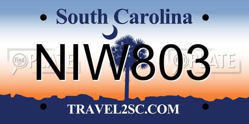 NIW803 South Carolina License Plate