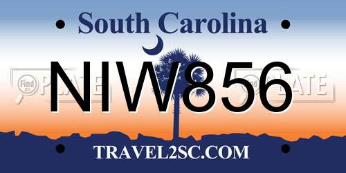 NIW856 South Carolina License Plate
