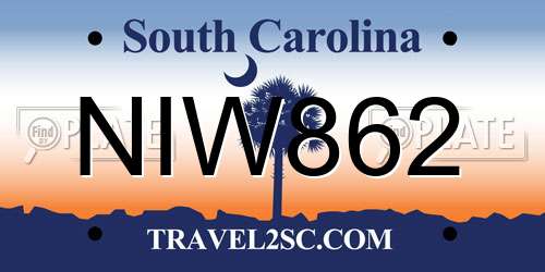 NIW862 South Carolina License Plate