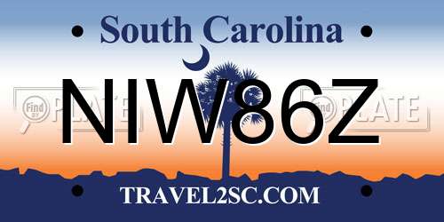 NIW86Z South Carolina License Plate